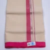 Balaramapuram Handloom Double Dhothi ( 1 " Maroon, 1/2" Silver kasavu border) - Image 4