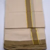 Balaramapuram Handloom Double Dhothi ( Light green brown Border , Kasavu Gold 1/4") - Image 4