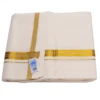 Balaramapuram Handloom Double Dhothi/Mundu ( 3/4" x 1" Golden Kasavu) - Image 2