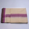 Balaramapuram Handloom Double Dhothi (Dhothy)- Kerala Mundu 1.5” Maroon border and ¼” Silver Kasavu stripes border