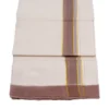 Balaramapuram Handloom Double Dhothi/Mundu ( 1 " Brown, 1/4" Golden  kasavu border) - Image 4