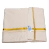 Balaramapuram Handloom Double Dhothi/Mundu ( 1/2" x 1/2" Gold Kasavu) - Image 2