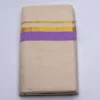 Balaramapuram Handloom Double Dhothi with 1-inch Violet and 1/2-inch Gold Kasavu Border