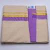 Balaramapuram Handloom Double Dhothi (Dhothy) / Munduwith 1-inch Violet and 1/2-inch Gold Kasavu Border