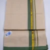 Balaramapuram Handloom Double Dhothi with 1-inch Green and 1/2-inch Gold Kasavu Border